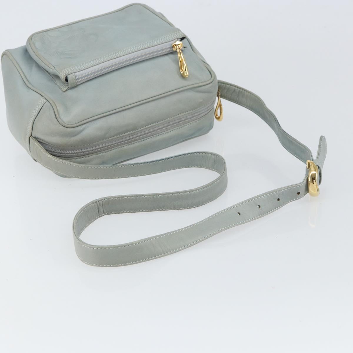 LOEWE Anagram Shoulder Bag Leather Light Blue Gold Auth bs32302