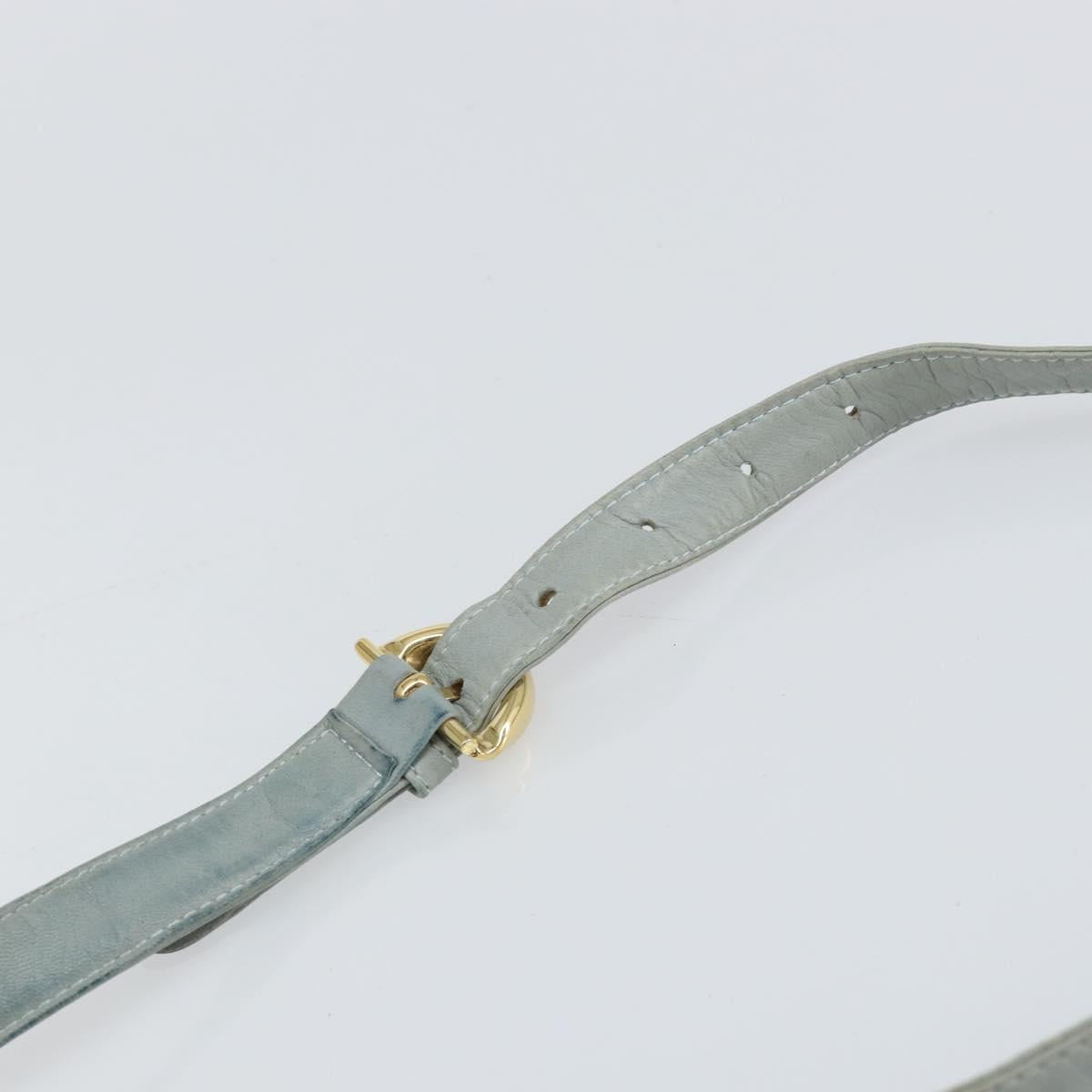 LOEWE Anagram Shoulder Bag Leather Light Blue Gold Auth bs32302