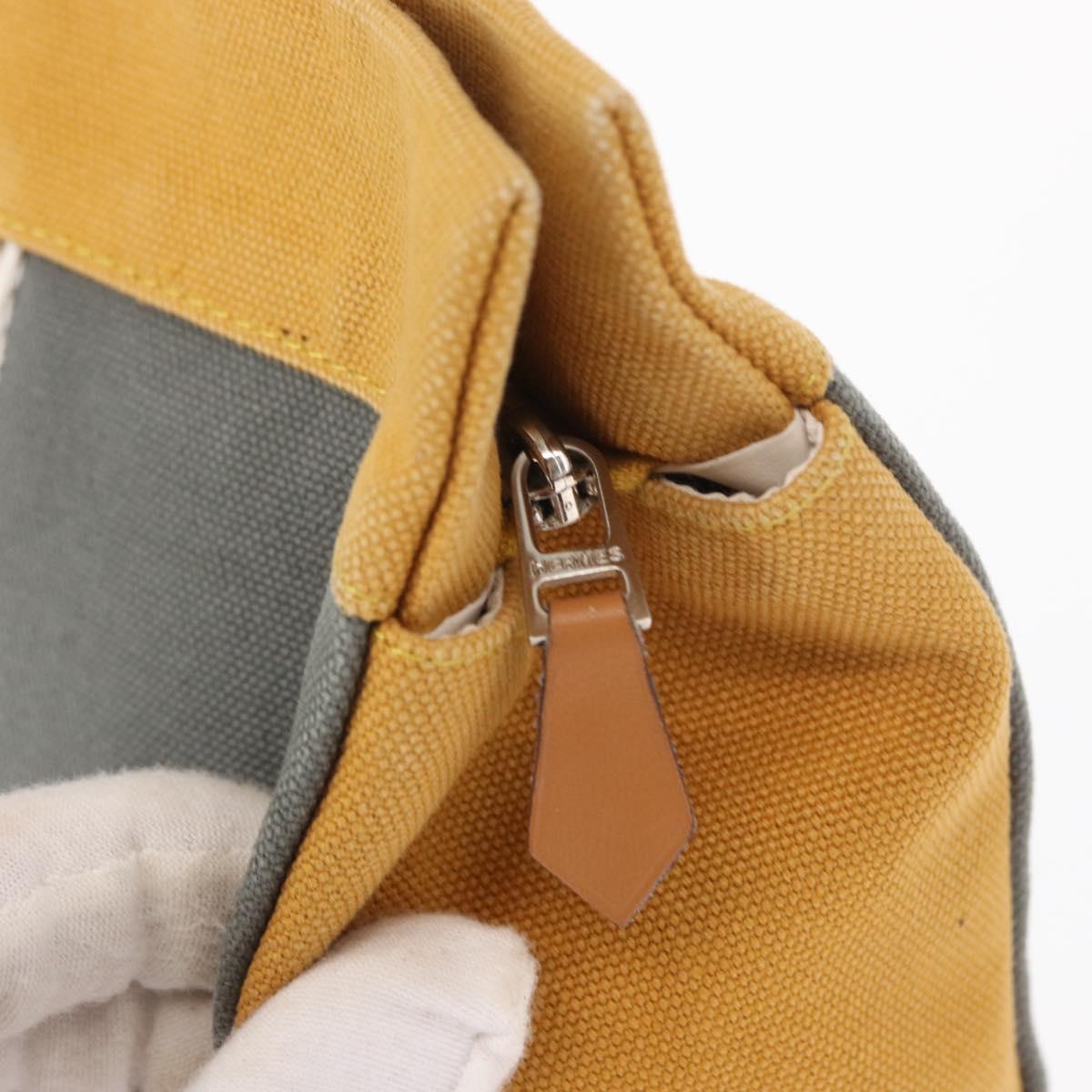 HERMES Jimetu Jumping Pouch Canvas Gray Auth bs32304