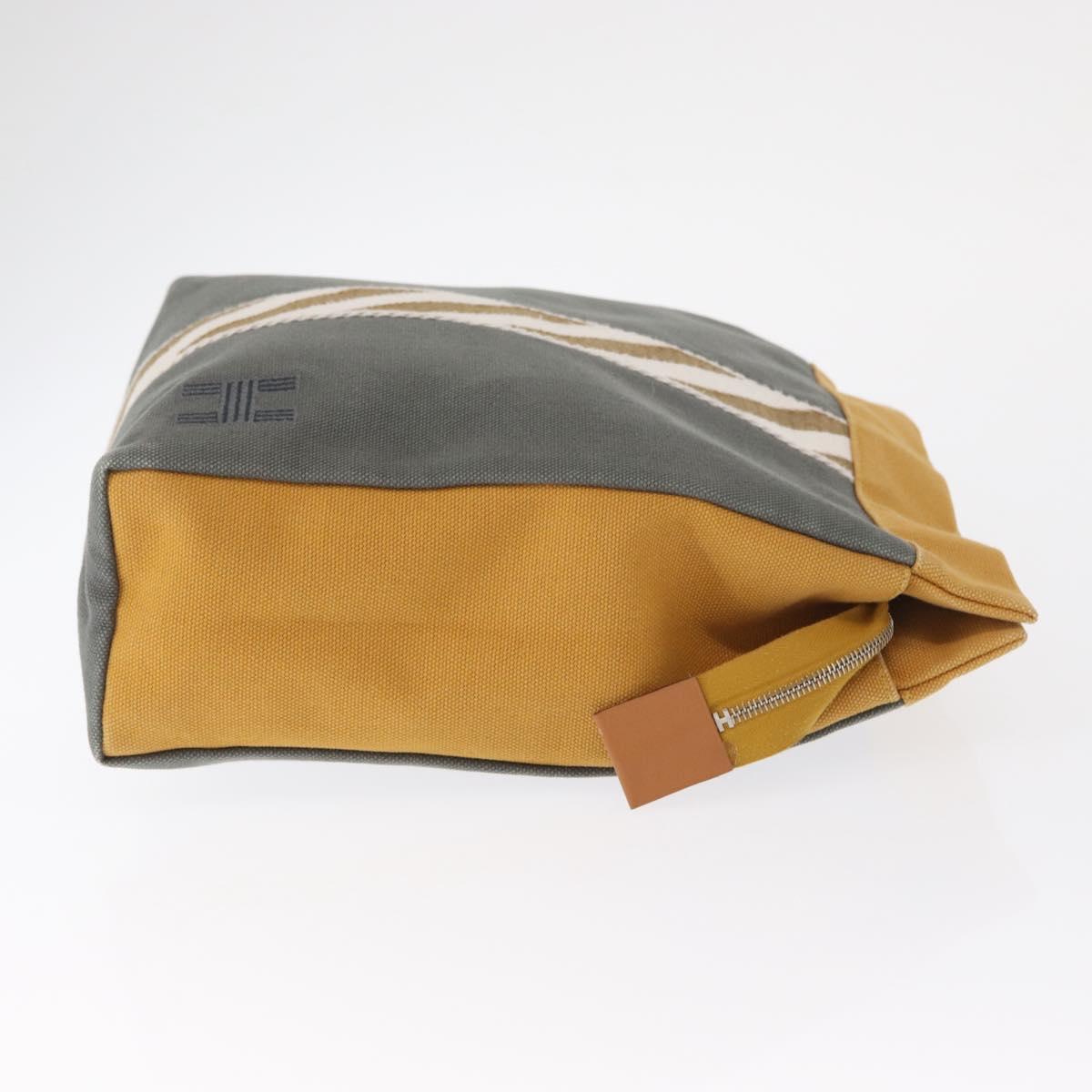 HERMES Jimetu Jumping Pouch Canvas Gray Auth bs32304