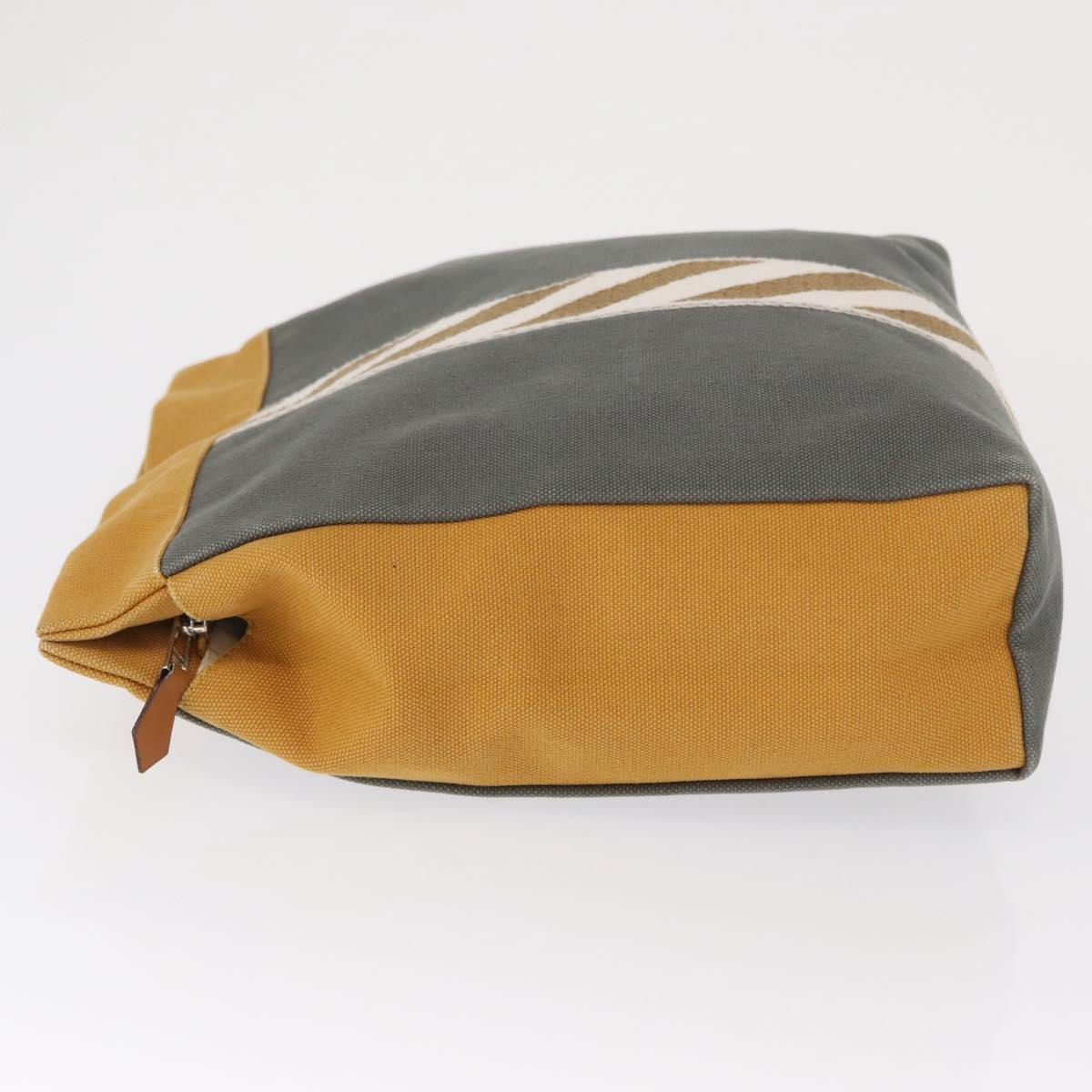 HERMES Jimetu Jumping Pouch Canvas Gray Auth bs32304