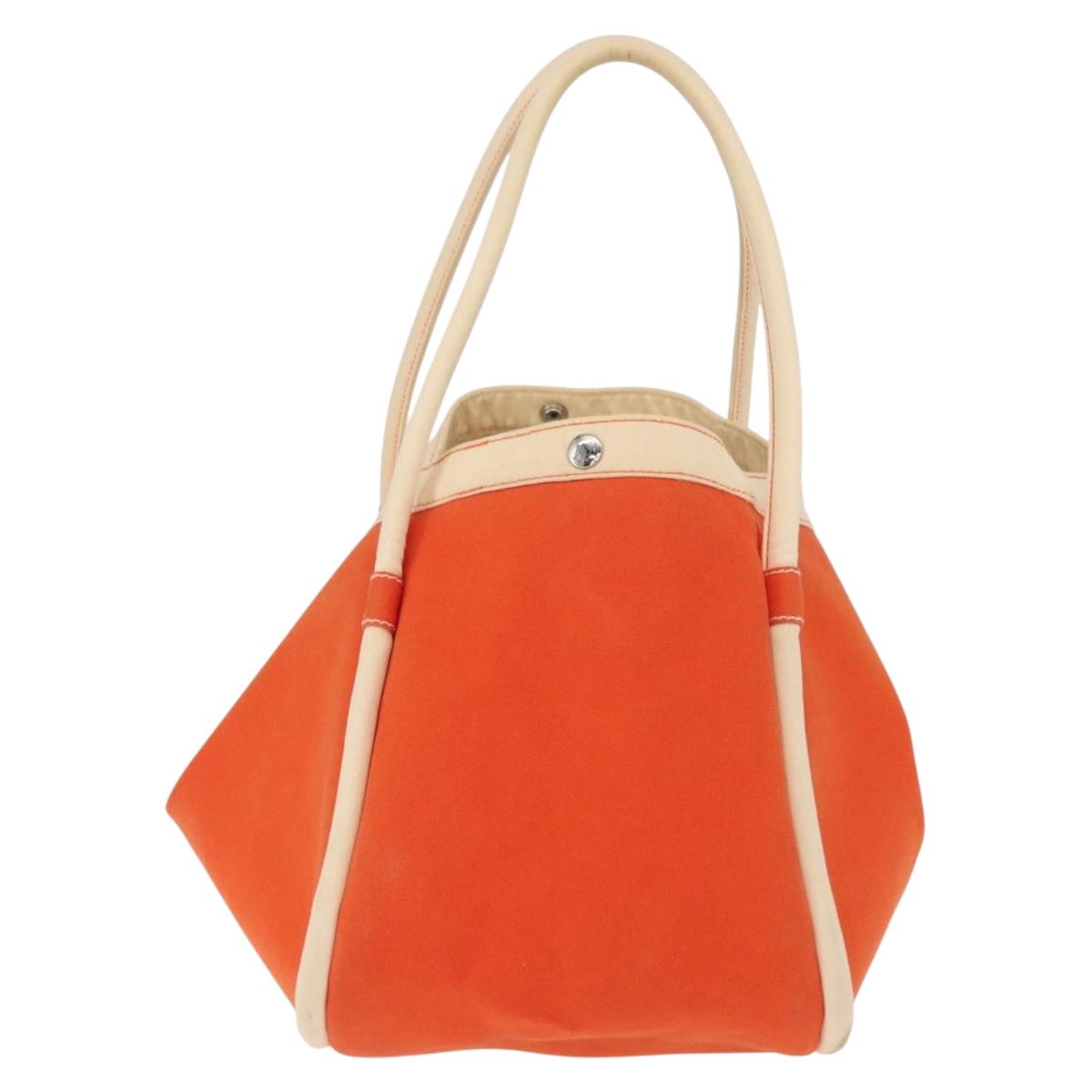 HERMES Sac Baga GM Tote Bag Canvas Orange Silver Auth bs32305
