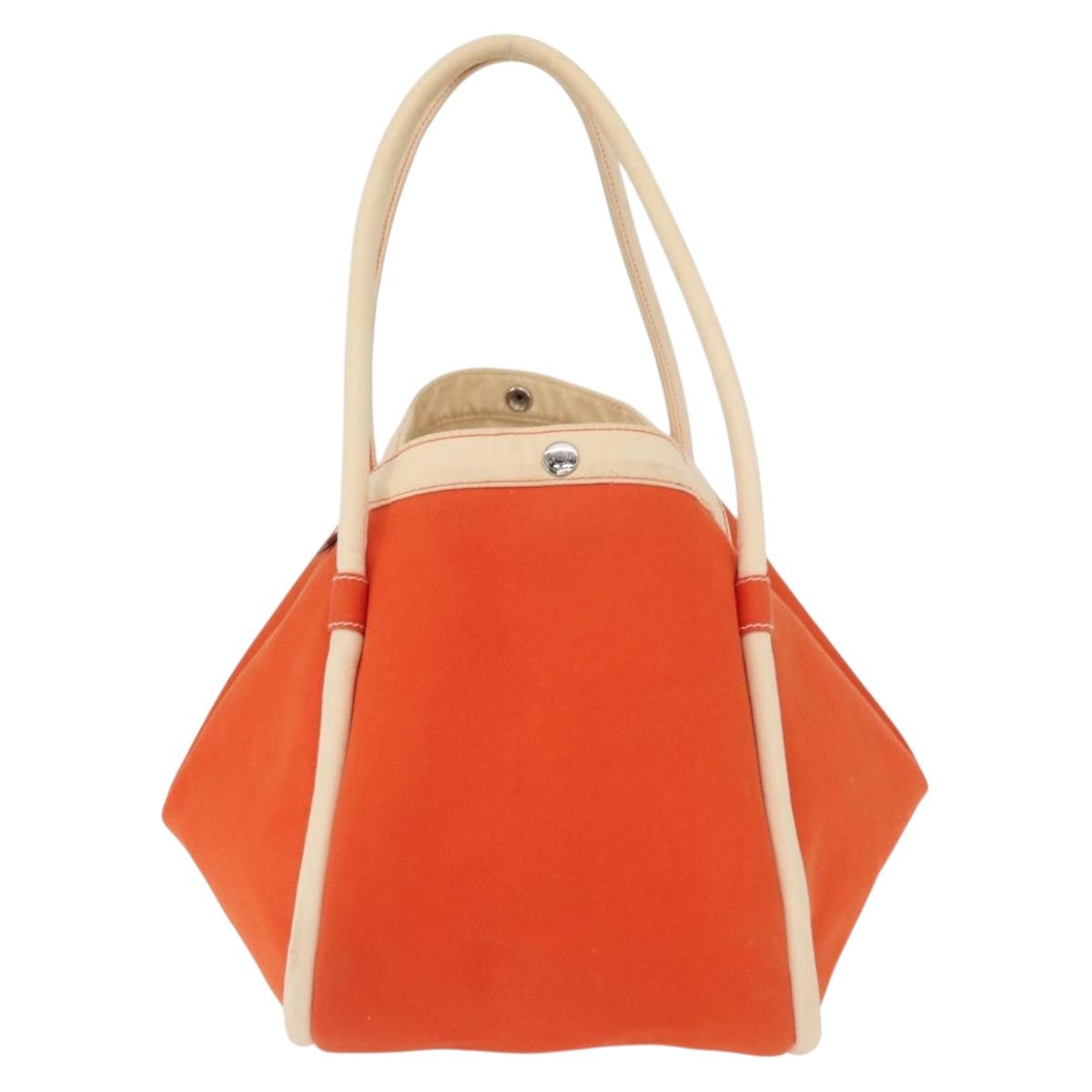 HERMES Sac Baga GM Tote Bag Canvas Orange Silver Auth bs32305