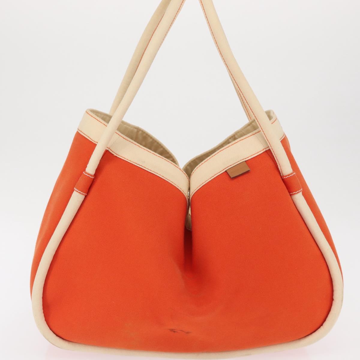HERMES Sac Baga GM Tote Bag Canvas Orange Silver Auth bs32305