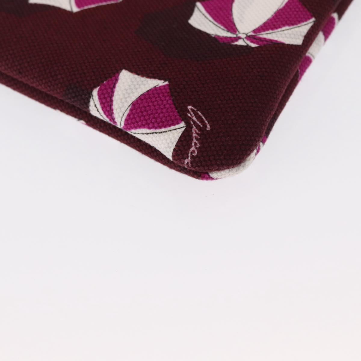GUCCI Clutch Bag Canvas Gold Bordeaux Auth bs32310
