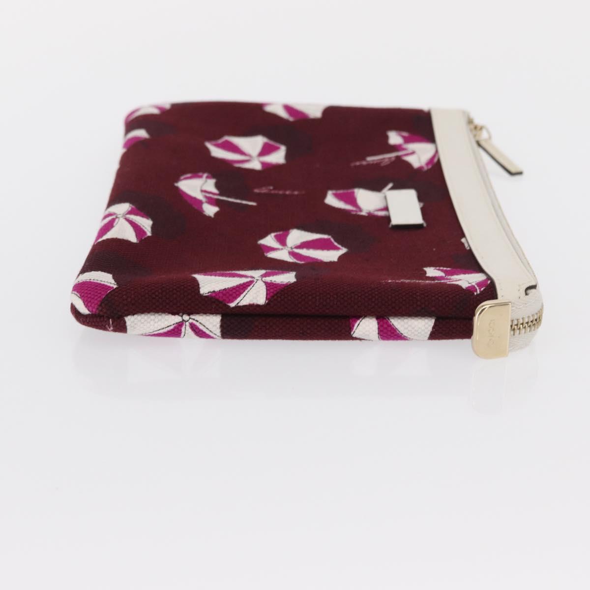 GUCCI Clutch Bag Canvas Gold Bordeaux Auth bs32310