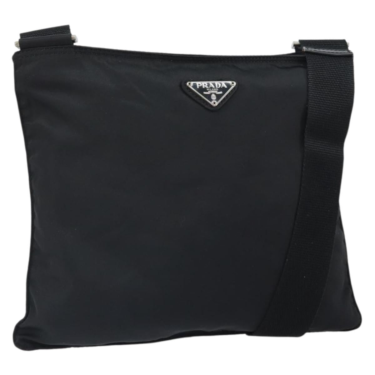 PRADA Shoulder Bag Nylon Black Silver Auth bs32312