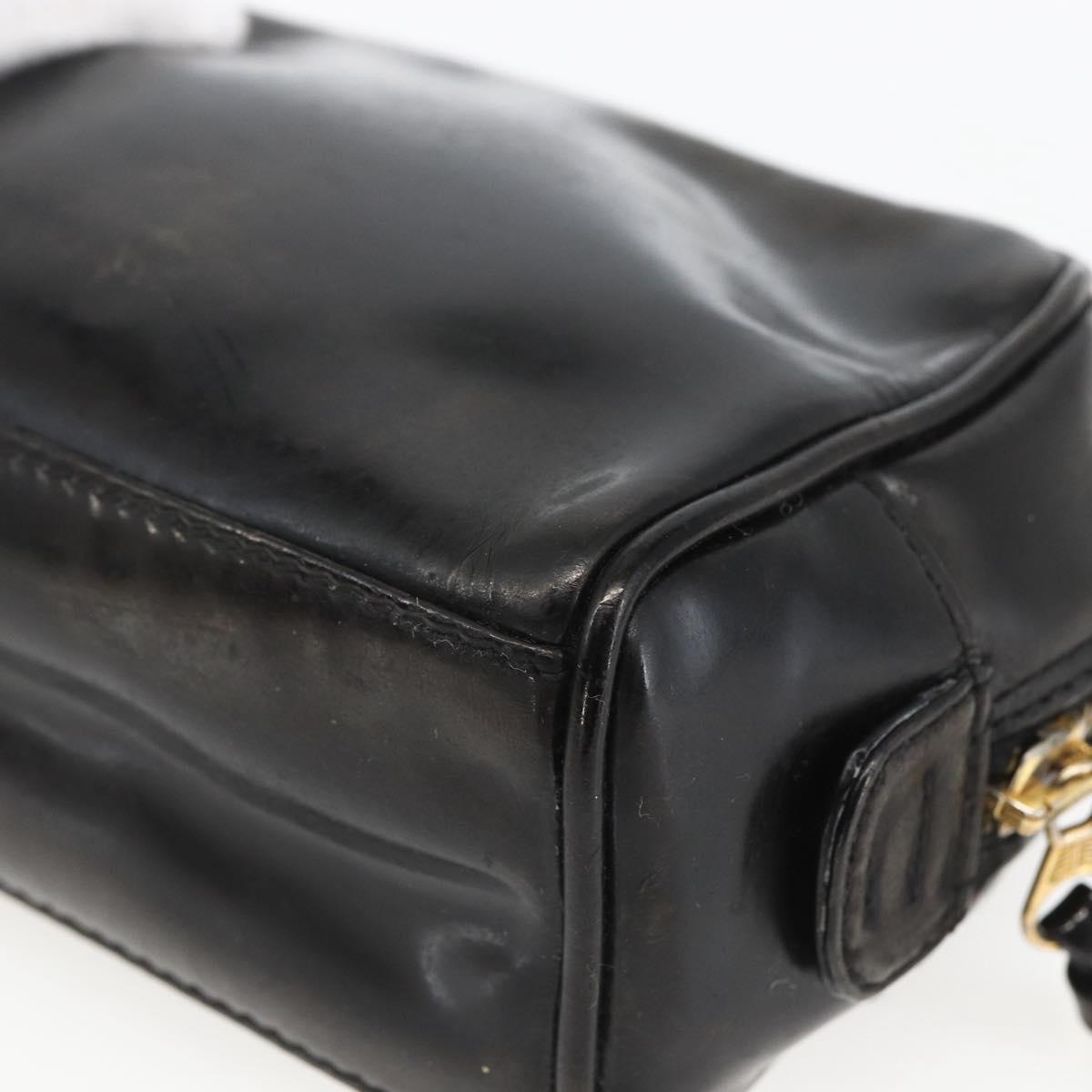 CHANEL Pouch Patent leather Black Gold CC Auth bs32314