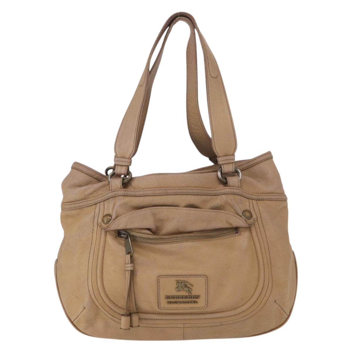 BURBERRY Blue Label Tote Bag Leather Beige Auth bs32315