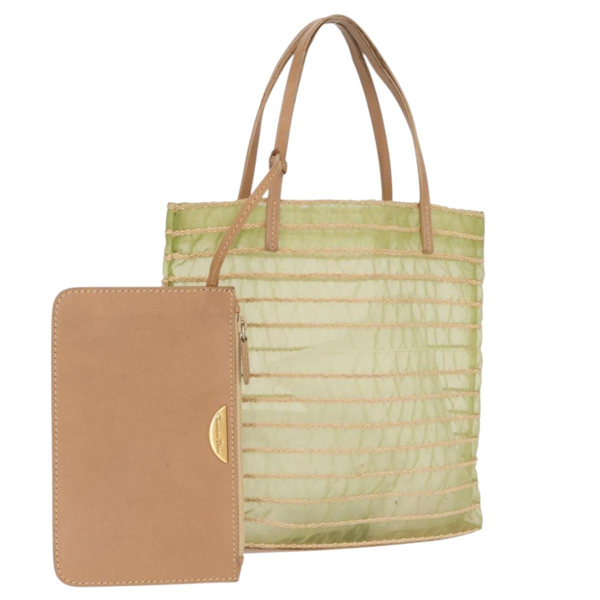 Christian Dior Hand Bag Nylon Green Auth bs32316