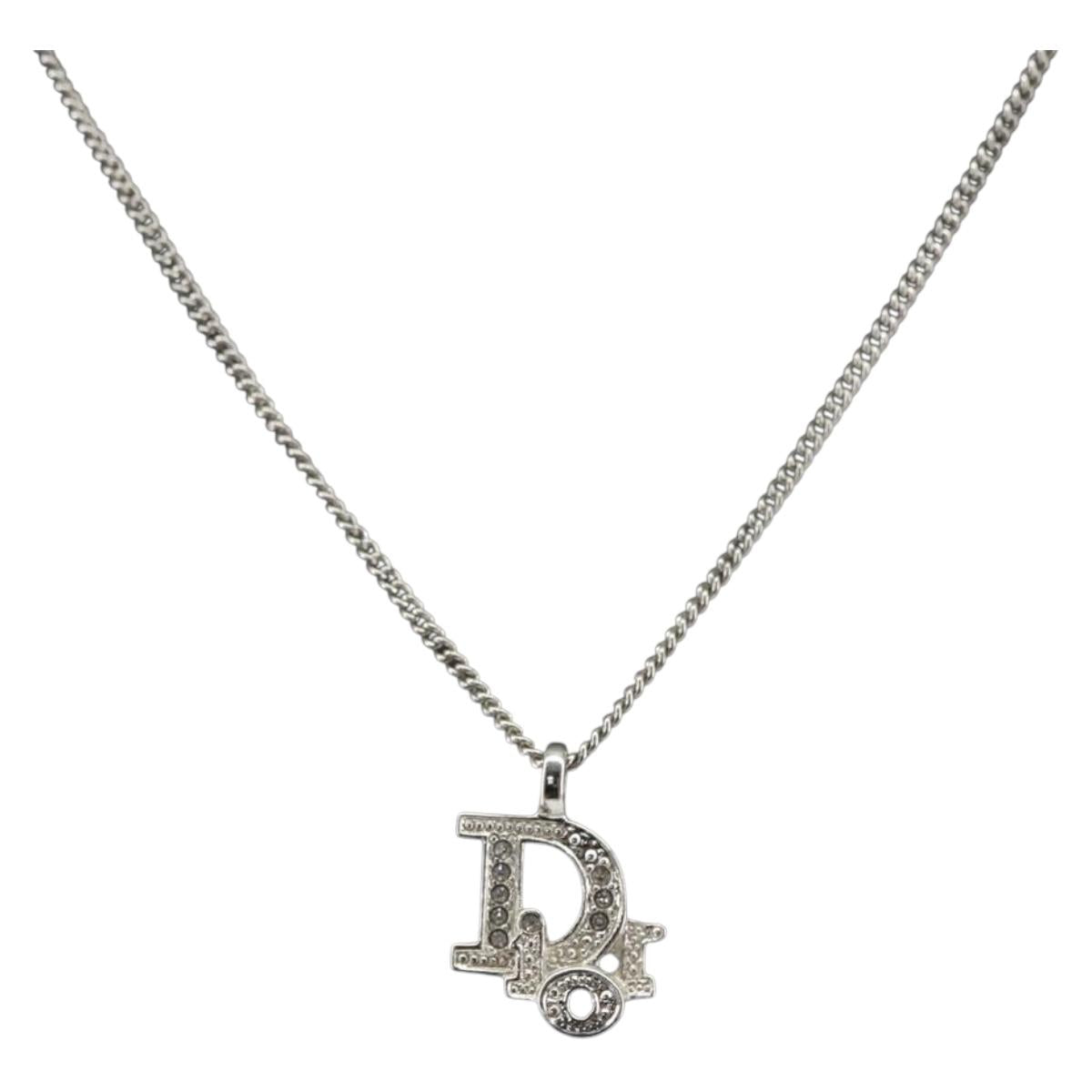 Christian Dior Necklace metal Silver Auth bs32324