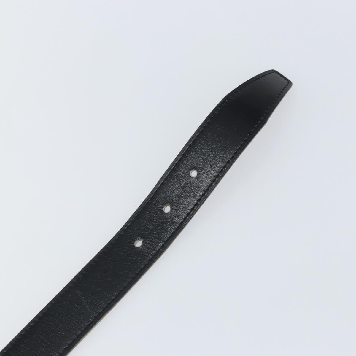 HERMES Belt Leather 44.5"" Black Gold Auth bs32330