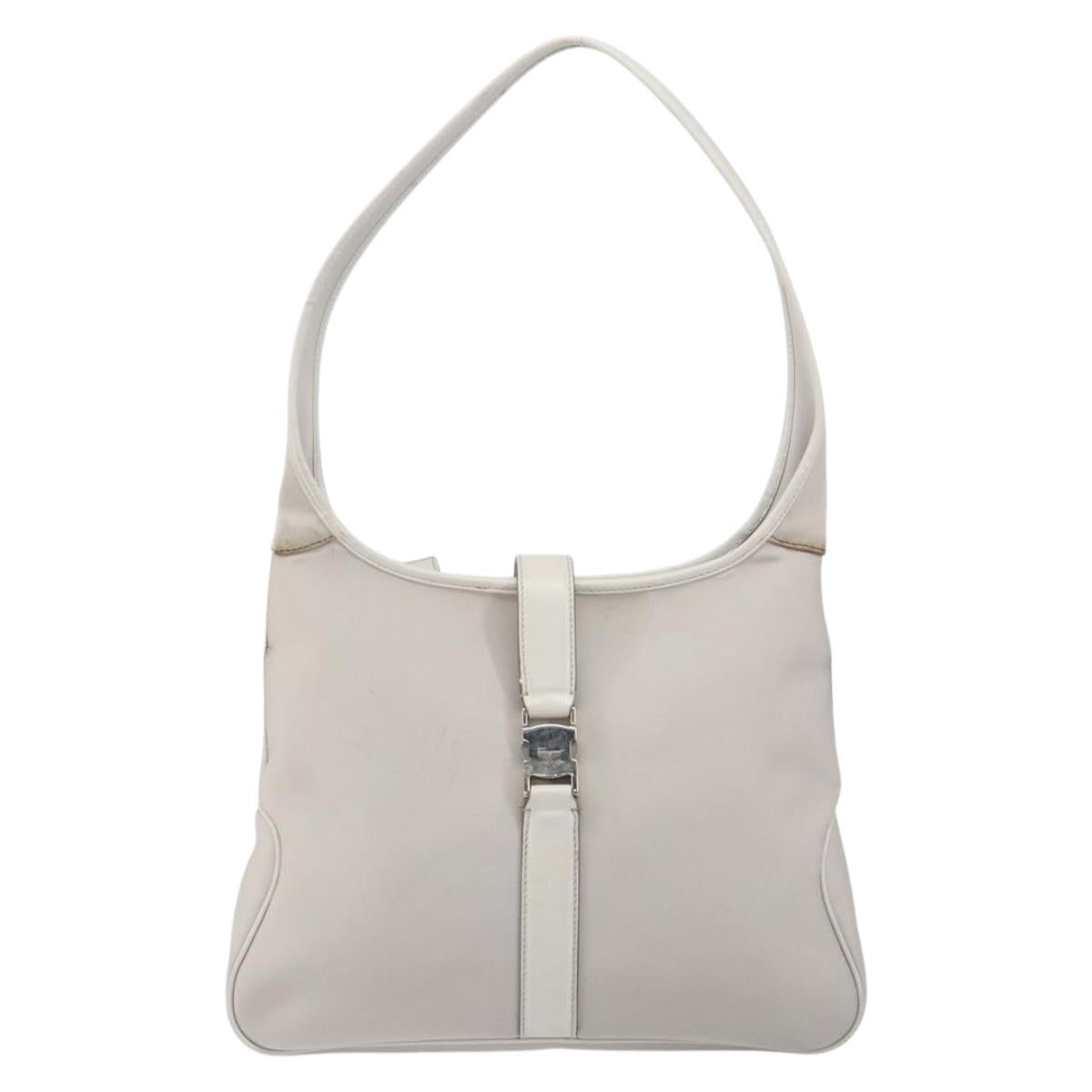 Salvatore Ferragamo Shoulder Bag Nylon Gray Silver Auth bs32334