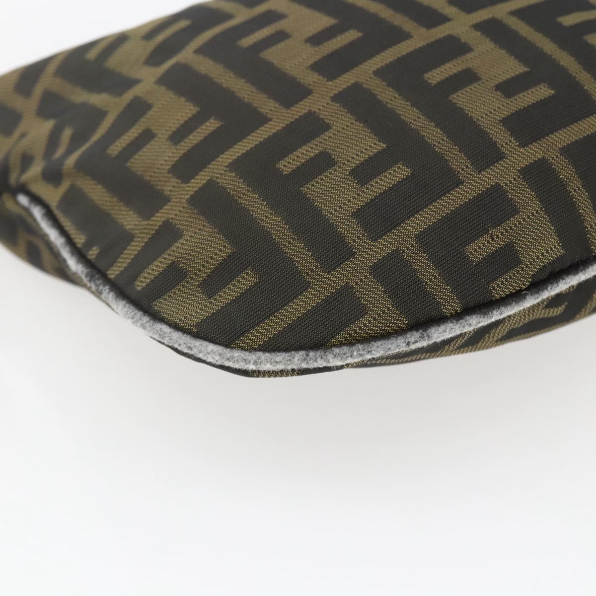 FENDI Zucca Canvas Shoulder Bag Black Brown Auth bs32335