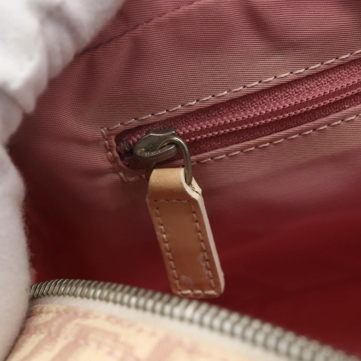 Christian Dior Trotter Canvas Shoulder Bag Pink Silver Auth bs32338