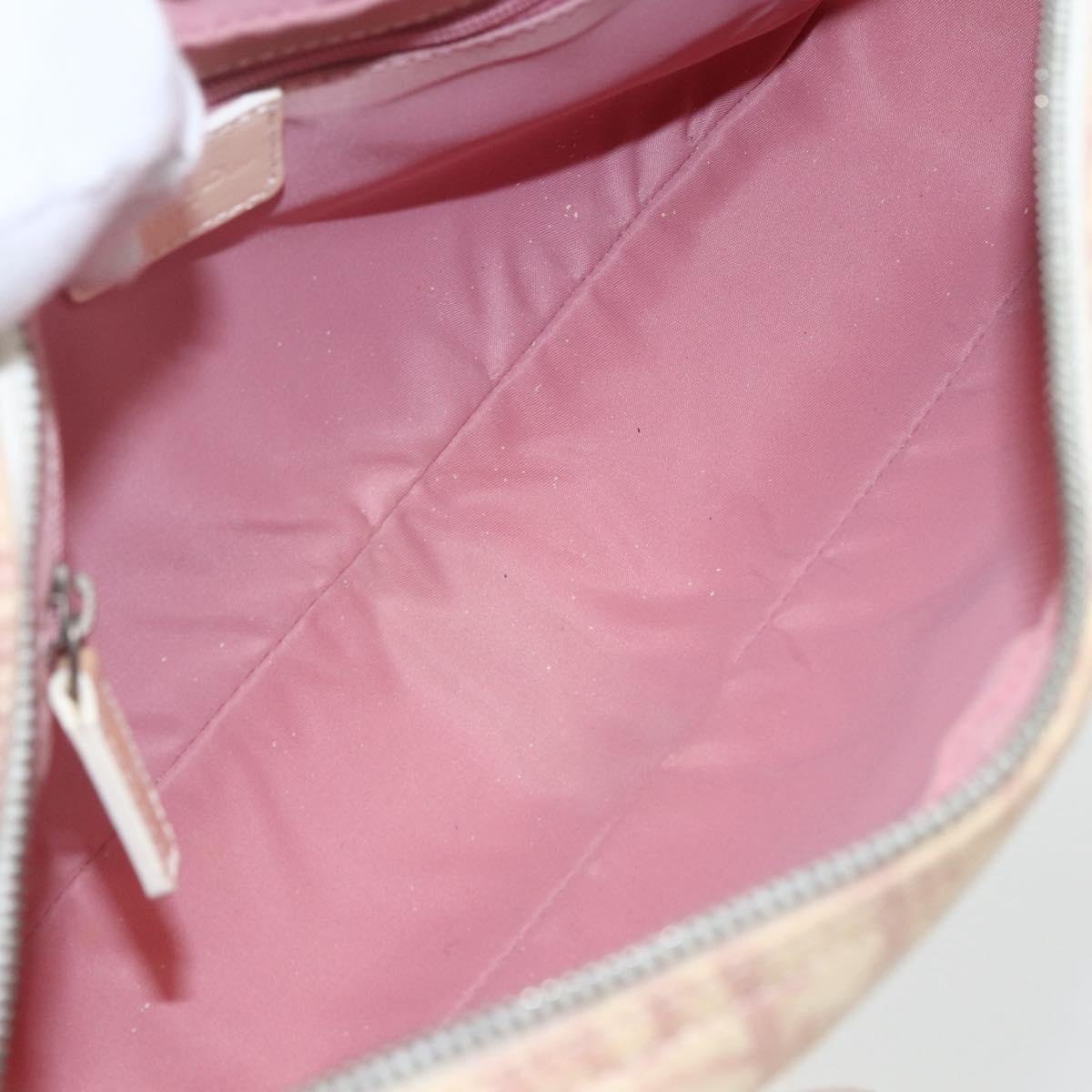 Christian Dior Trotter Canvas Shoulder Bag Pink Silver Auth bs32338
