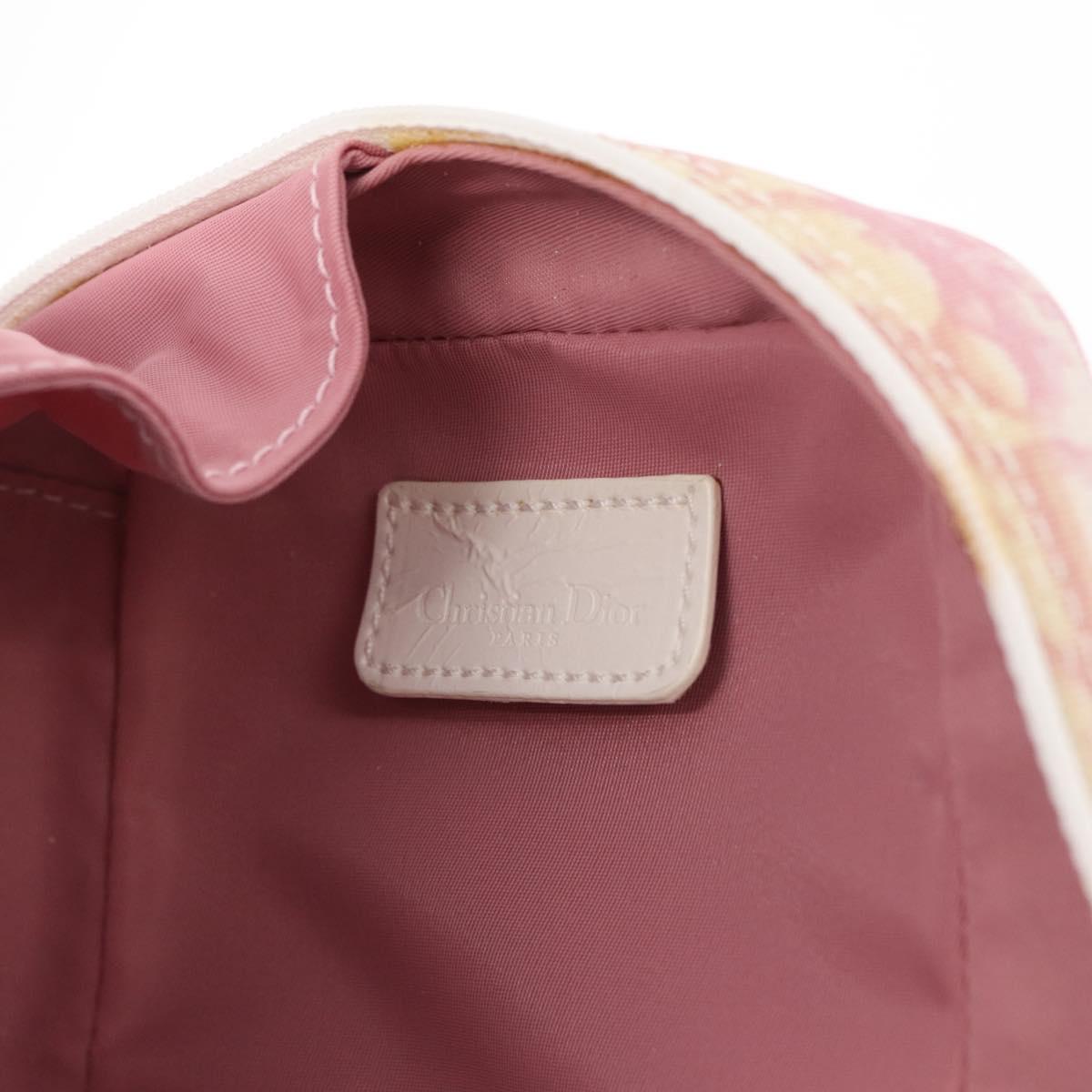 Christian Dior Trotter Canvas Pouch PVC Pink Silver Auth bs32339