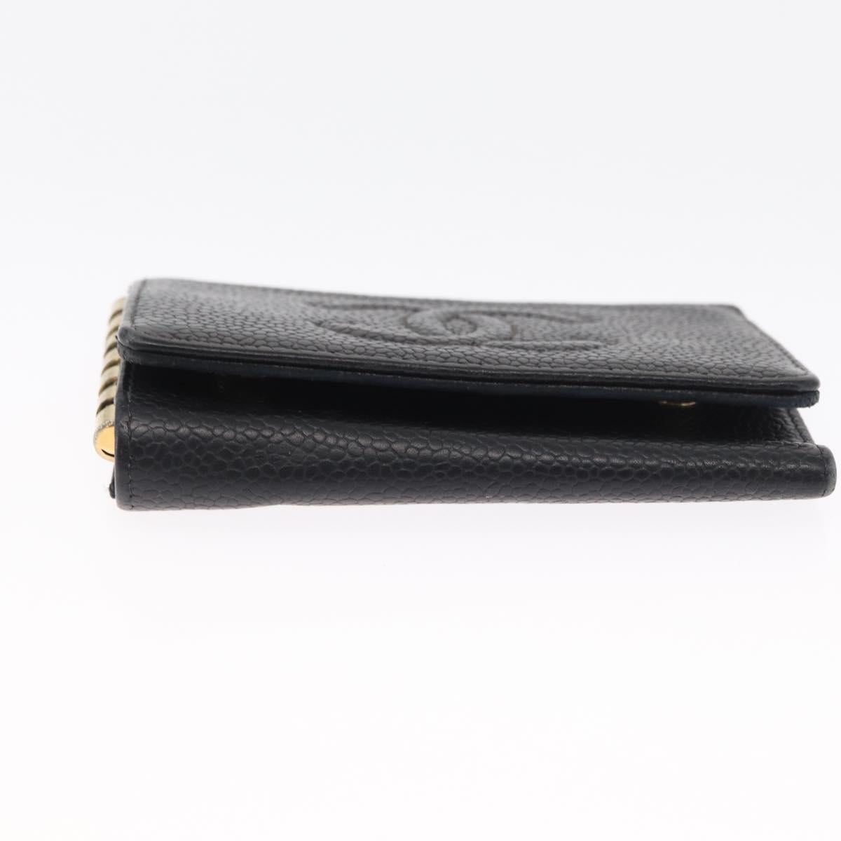 CHANEL Key Case Caviar Skin 4 Set Black CC Auth bs32341
