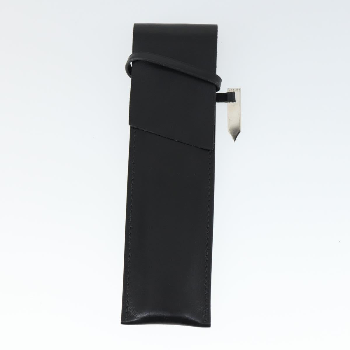 HERMES Key Case Leather 2 Set Black Orange Auth bs32344