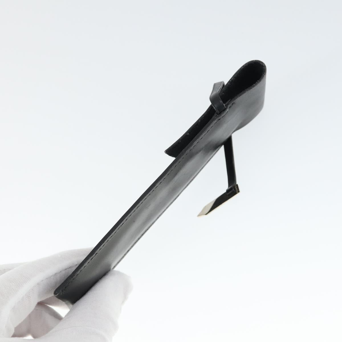 HERMES Key Case Leather 2 Set Black Orange Auth bs32344