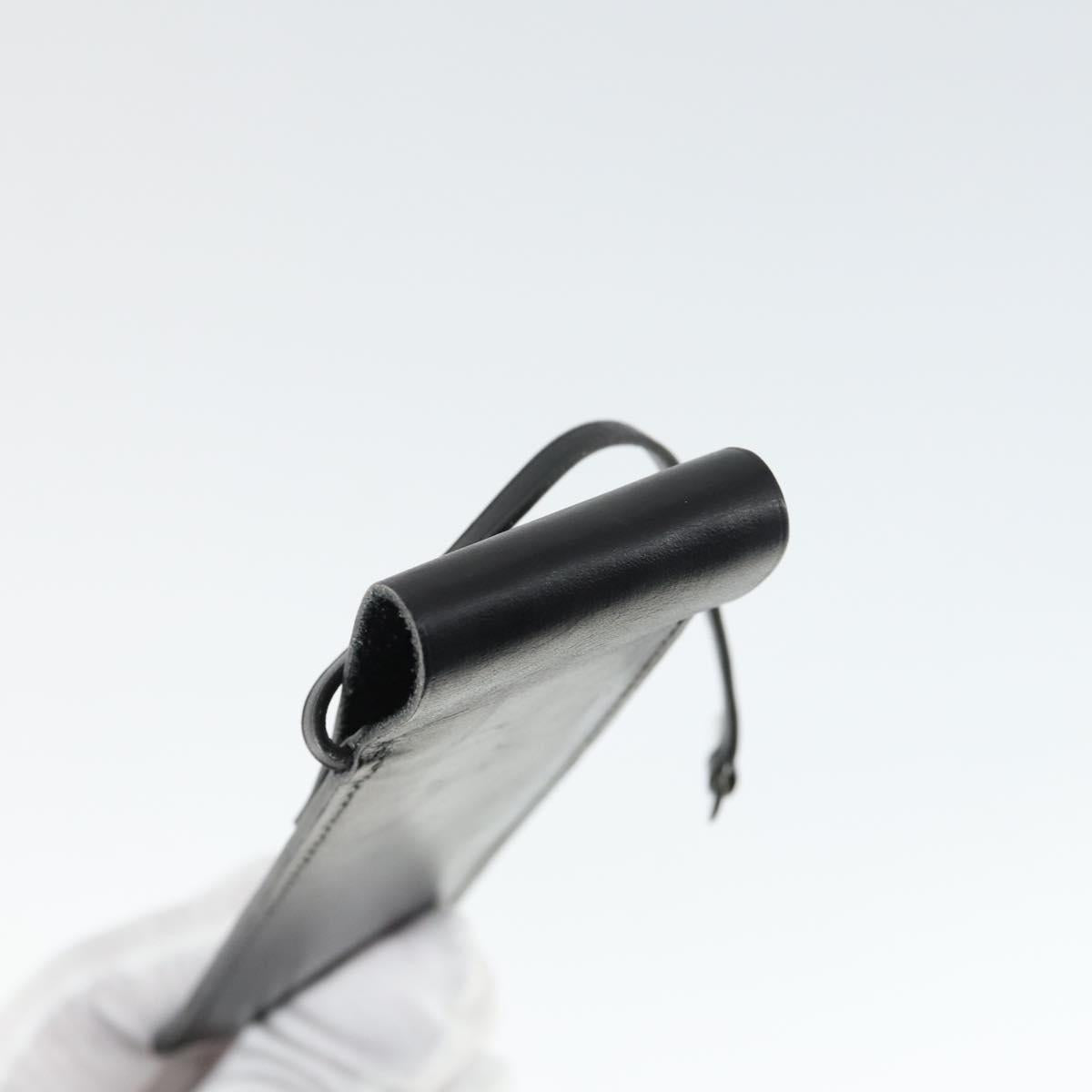 HERMES Key Case Leather 2 Set Black Orange Auth bs32344