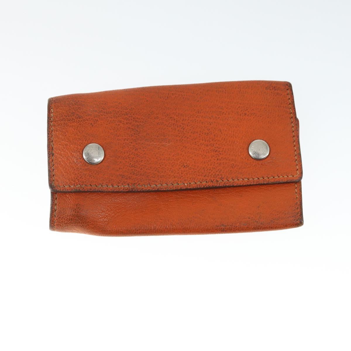 HERMES Key Case Leather 2 Set Black Orange Auth bs32344