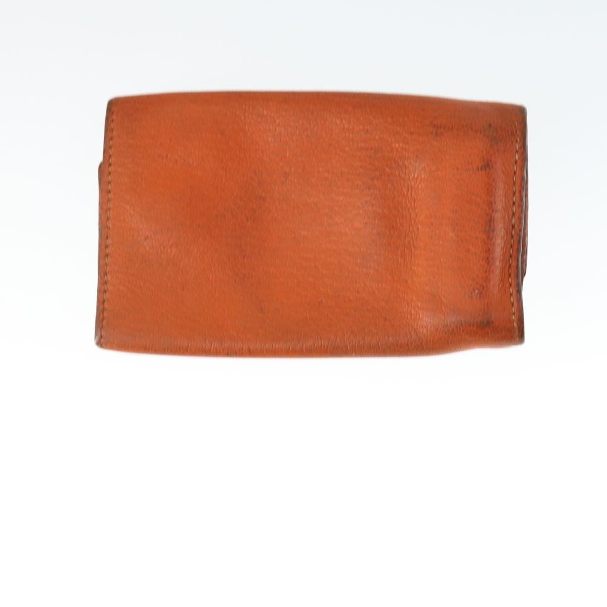 HERMES Key Case Leather 2 Set Black Orange Auth bs32344