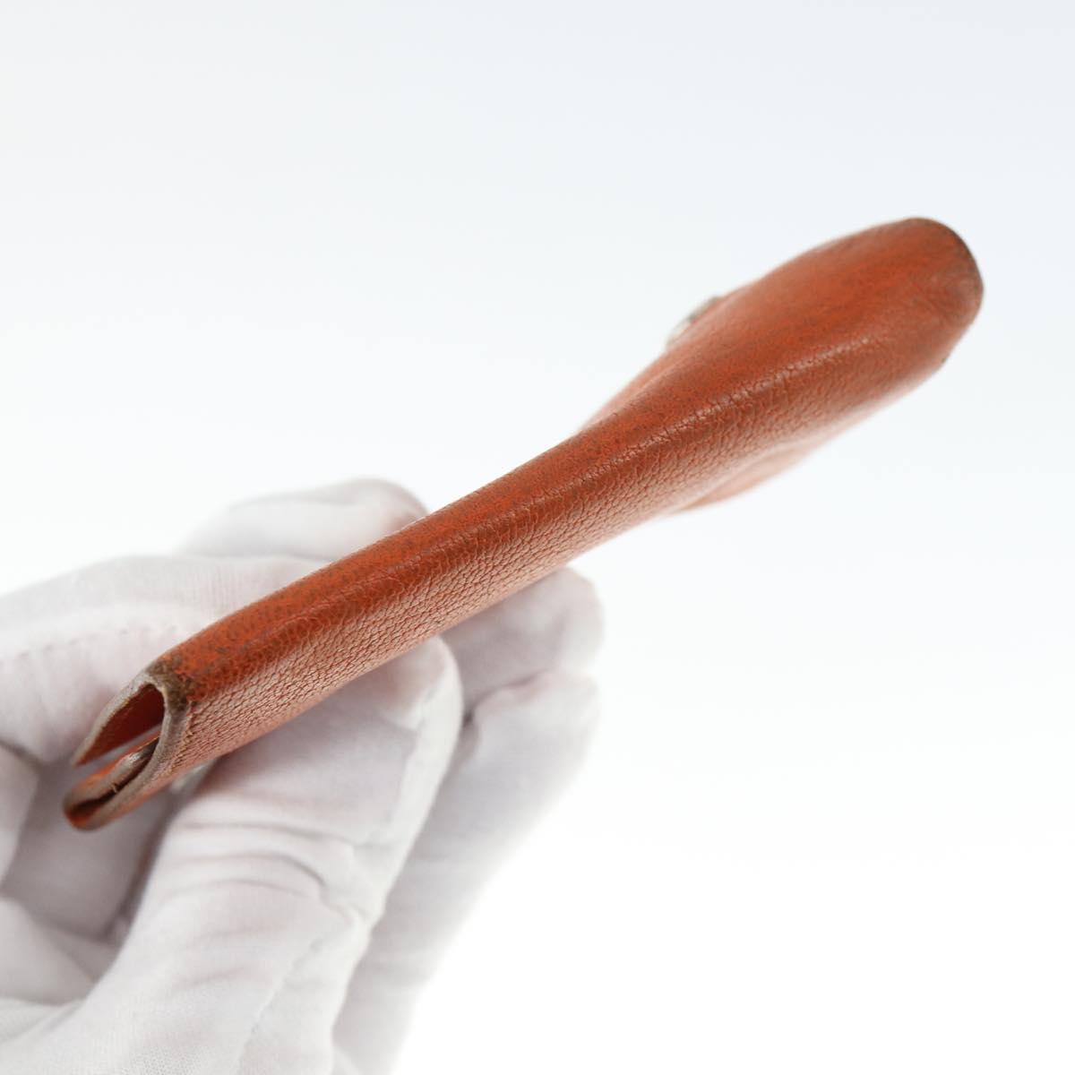 HERMES Key Case Leather 2 Set Black Orange Auth bs32344