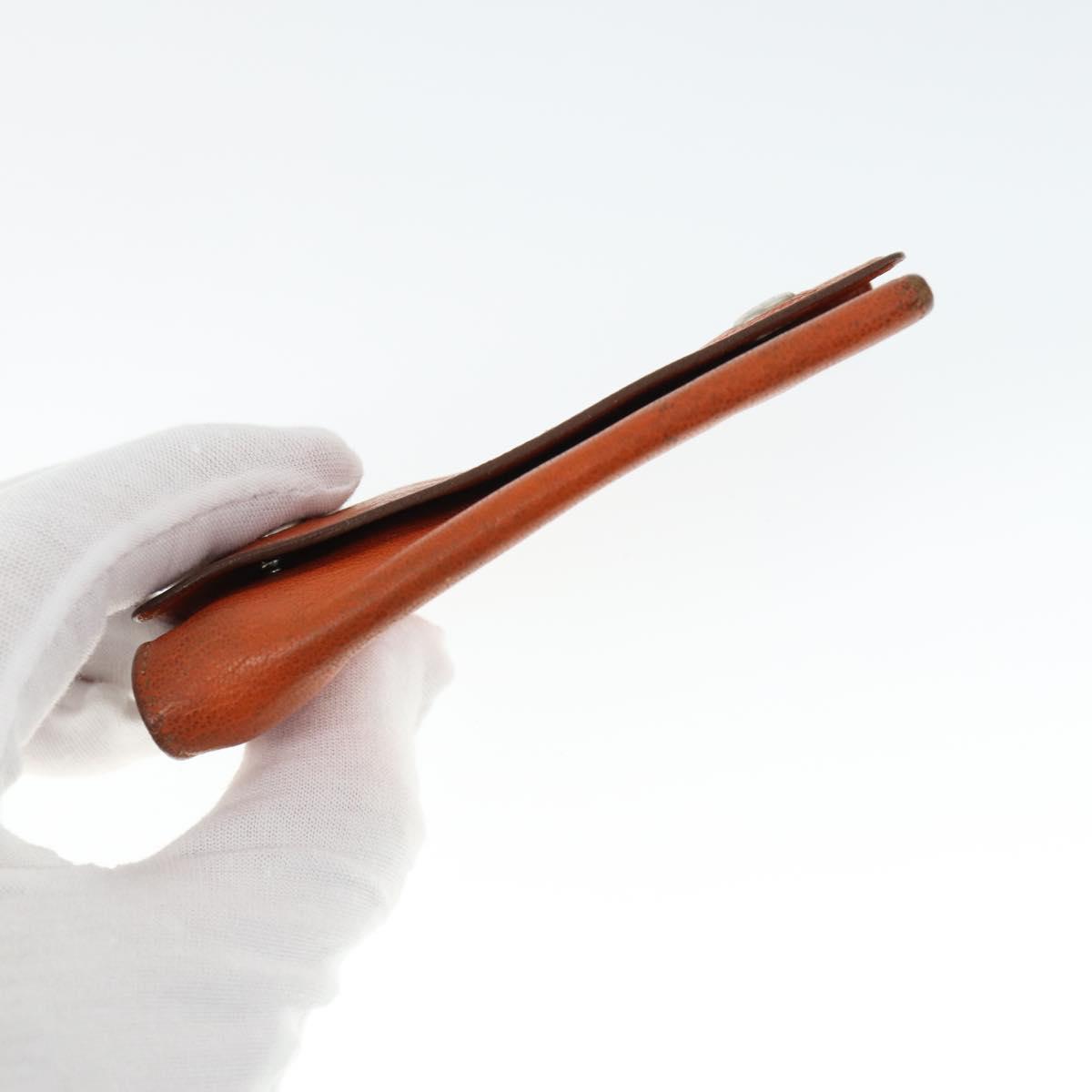 HERMES Key Case Leather 2 Set Black Orange Auth bs32344