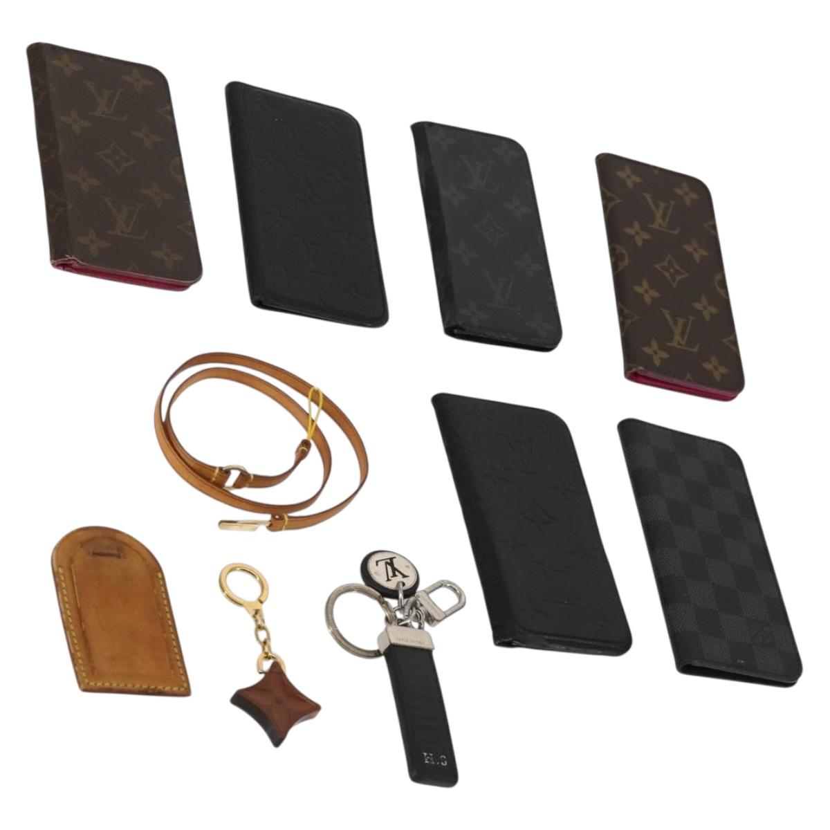 LOUIS VUITTON Monogram iPhone Case Leather 10 Set Beige LV Auth bs32346