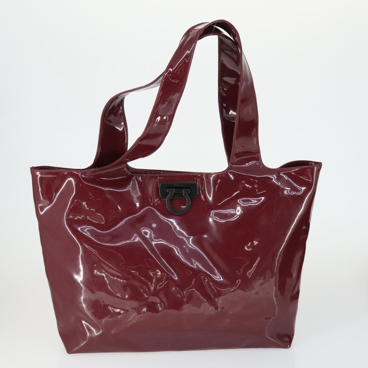 Salvatore Ferragamo Bag Patent Nylon 3 Set White Black Bordeaux Auth bs32351