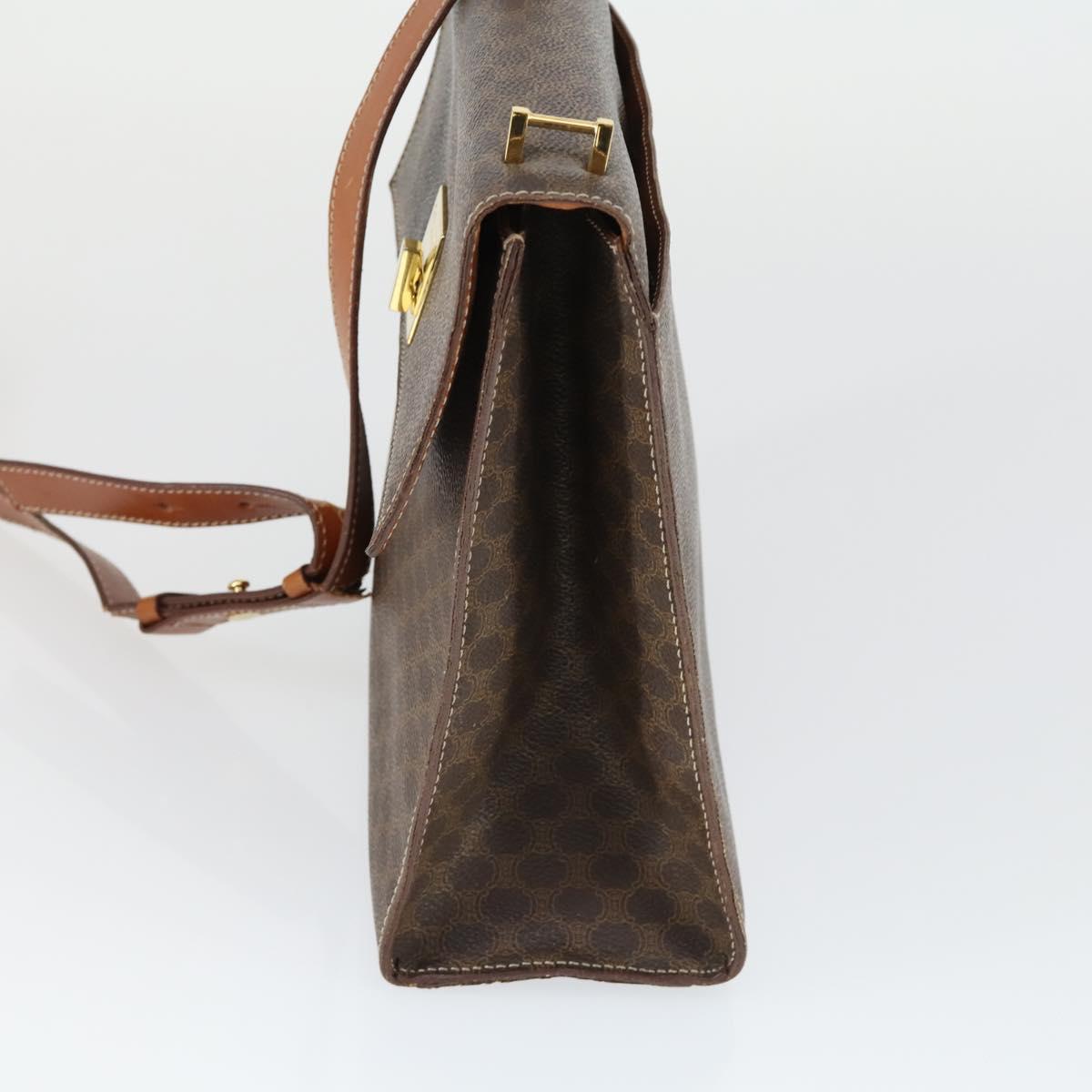 CELINE Macadam Canvas Hand Bag Leather PVC 2 Set Brown Auth bs32353