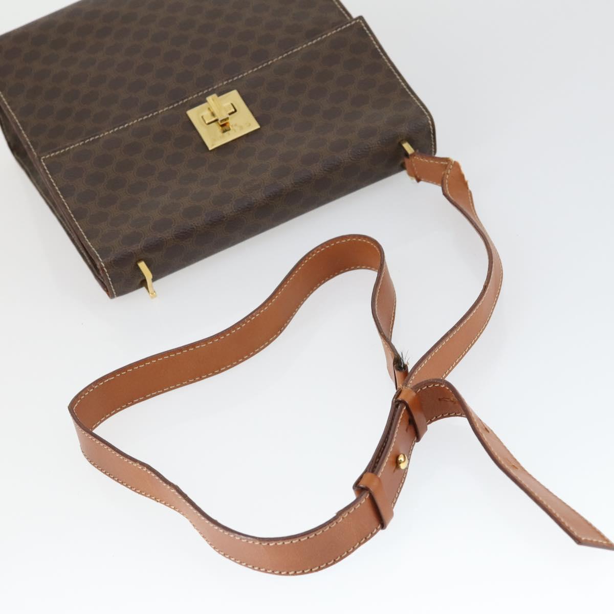 CELINE Macadam Canvas Hand Bag Leather PVC 2 Set Brown Auth bs32353
