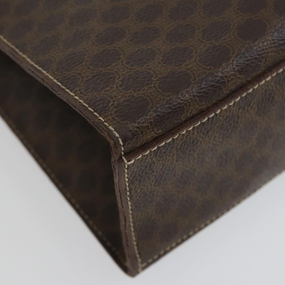 CELINE Macadam Canvas Hand Bag Leather PVC 2 Set Brown Auth bs32353