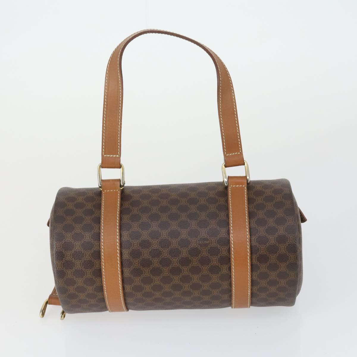 CELINE Macadam Canvas Hand Bag Leather PVC 2 Set Brown Auth bs32353