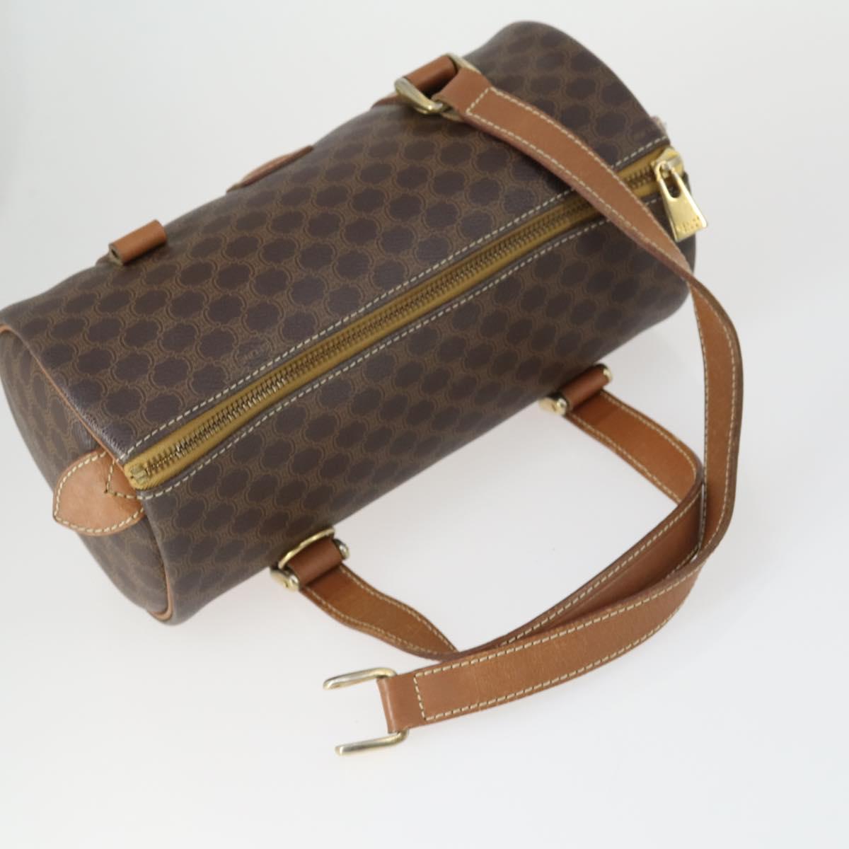 CELINE Macadam Canvas Hand Bag Leather PVC 2 Set Brown Auth bs32353