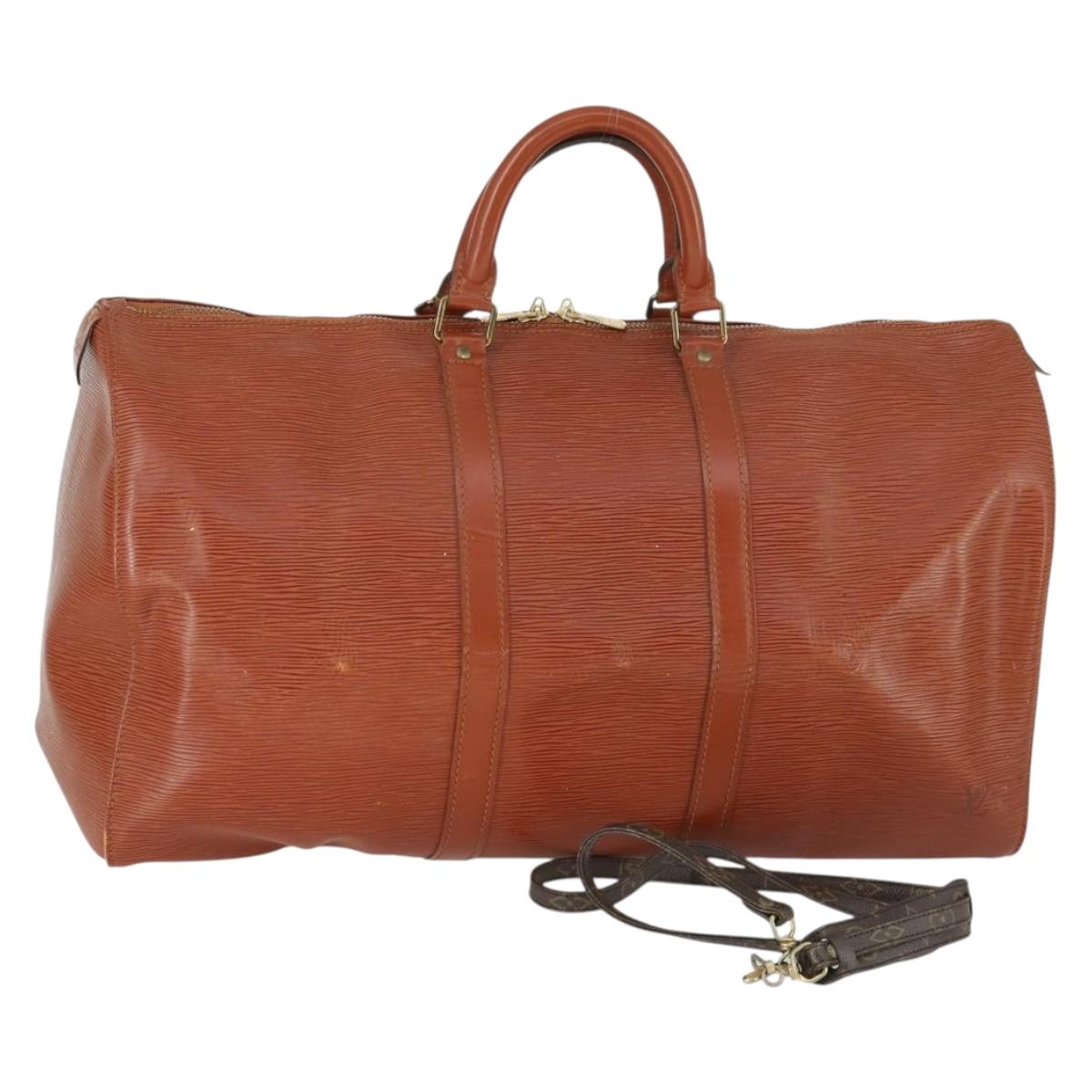 LOUIS VUITTON Epi Monogram Shoulder Strap Boston Bag 2 Set Brown LV Auth bs32354