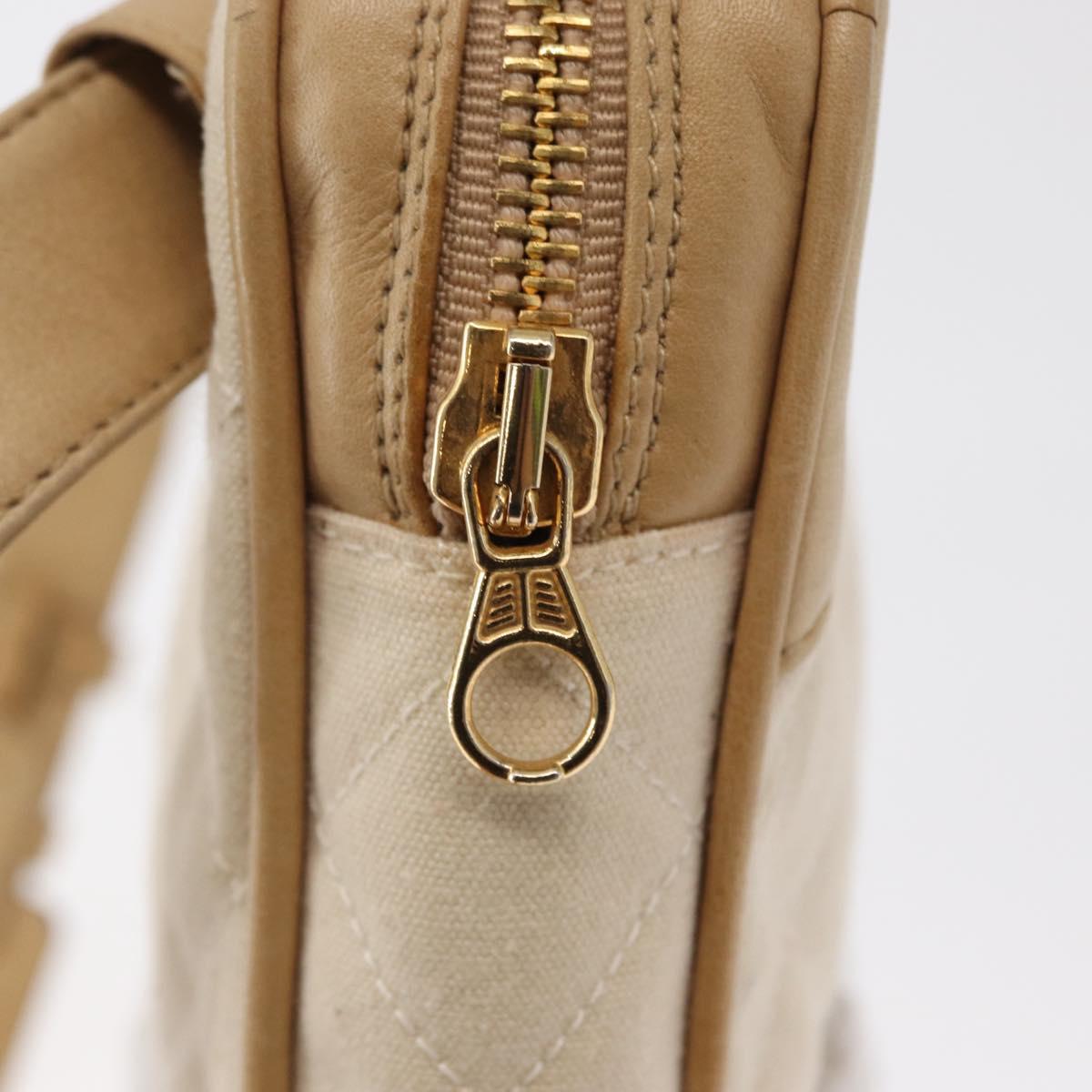 CHANEL Matelasse Waist bag Canvas Beige Gold CC Auth bs32356