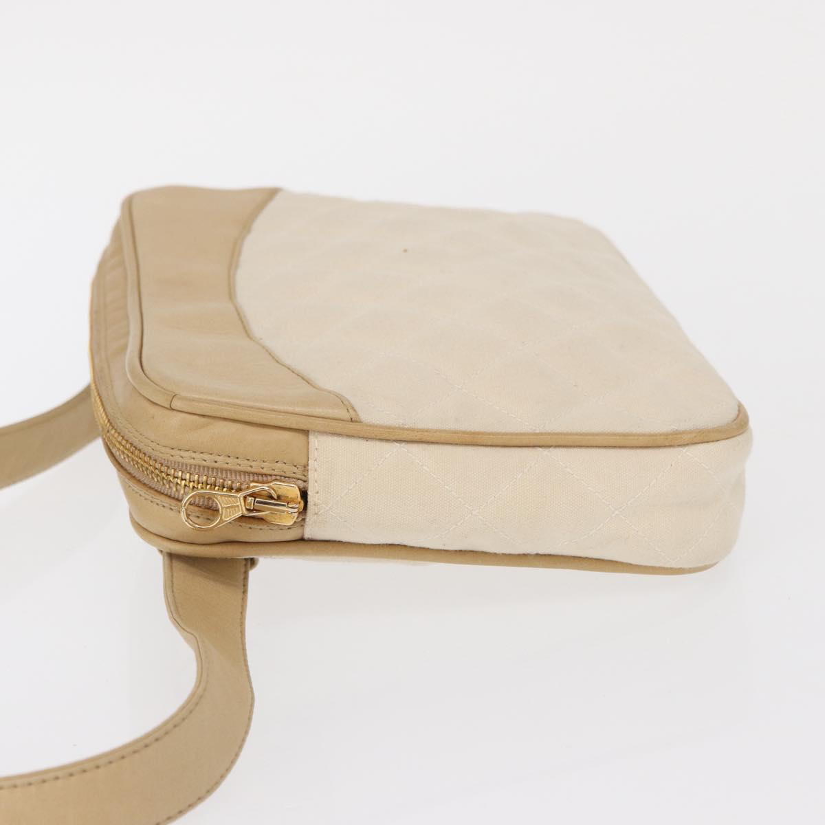 CHANEL Matelasse Waist bag Canvas Beige Gold CC Auth bs32356