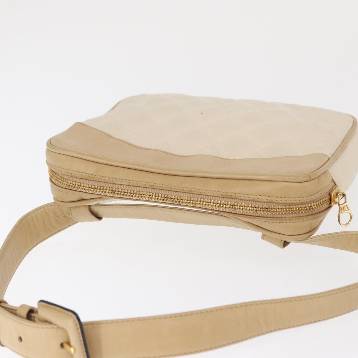 CHANEL Matelasse Waist bag Canvas Beige Gold CC Auth bs32356