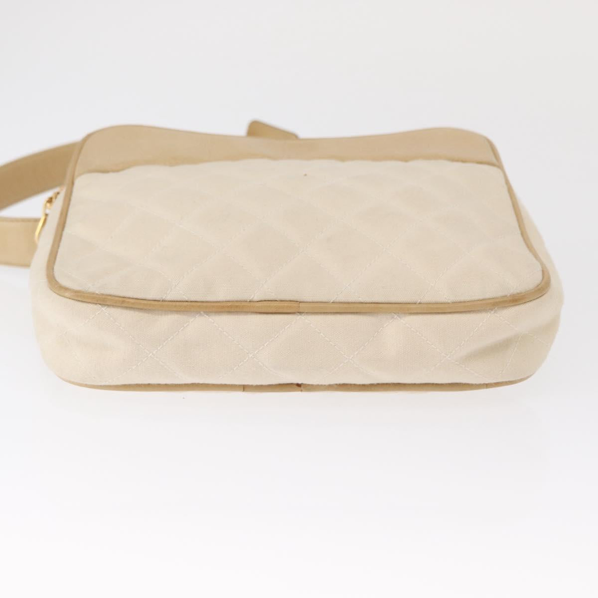 CHANEL Matelasse Waist bag Canvas Beige Gold CC Auth bs32356