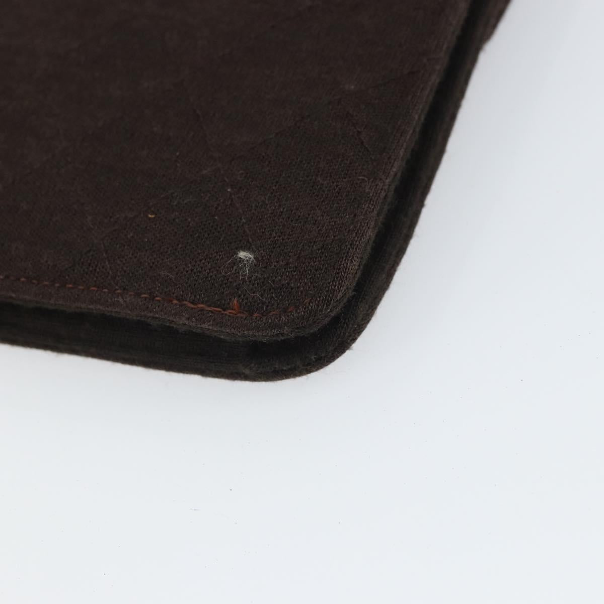 CHANEL Matelasse Chain Shoulder Bag cotton Brown Gold CC Auth bs32358