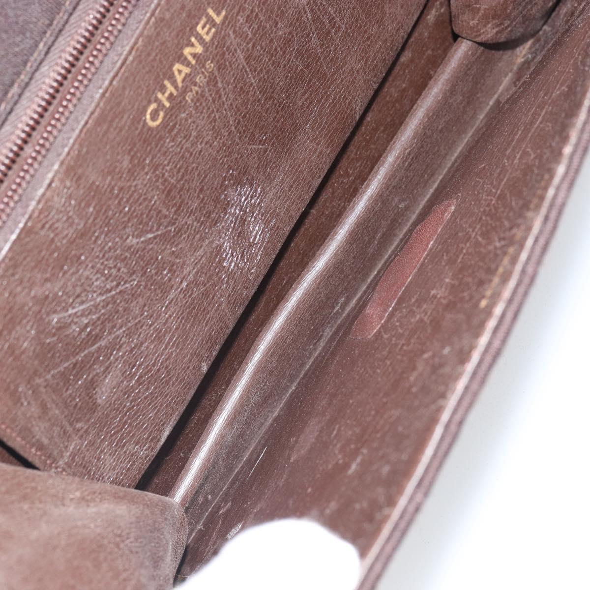 CHANEL Matelasse Chain Shoulder Bag cotton Brown Gold CC Auth bs32358