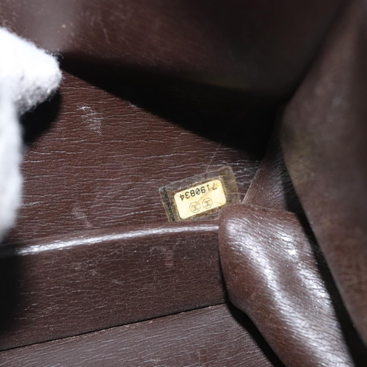 CHANEL Matelasse Chain Shoulder Bag cotton Brown Gold CC Auth bs32358