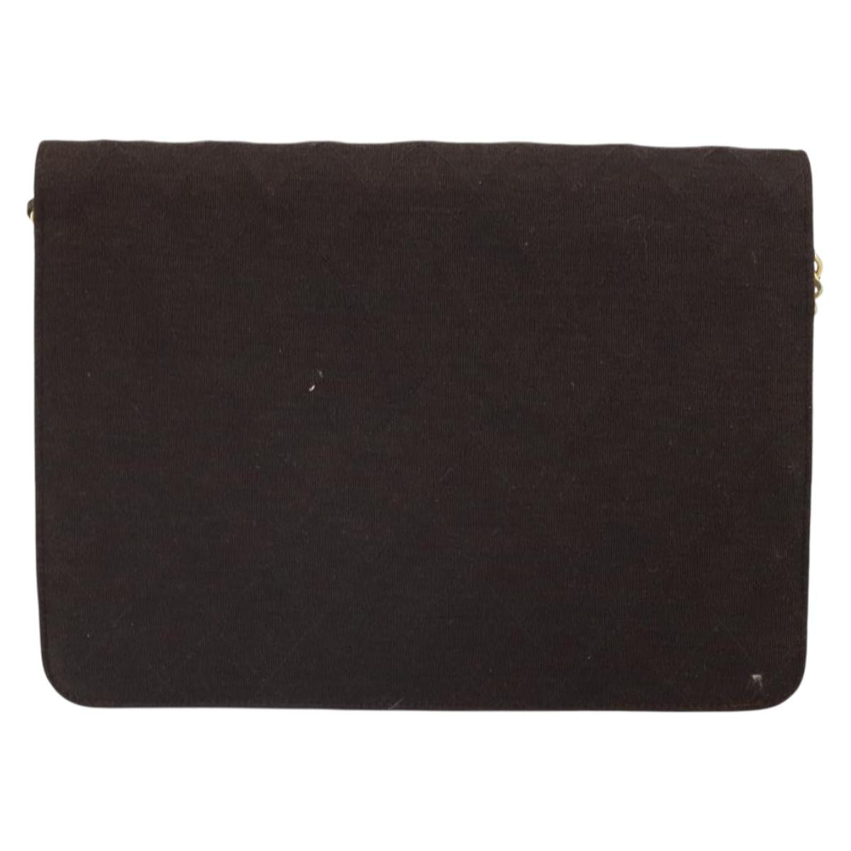 CHANEL Matelasse Chain Shoulder Bag cotton Brown Gold CC Auth bs32358