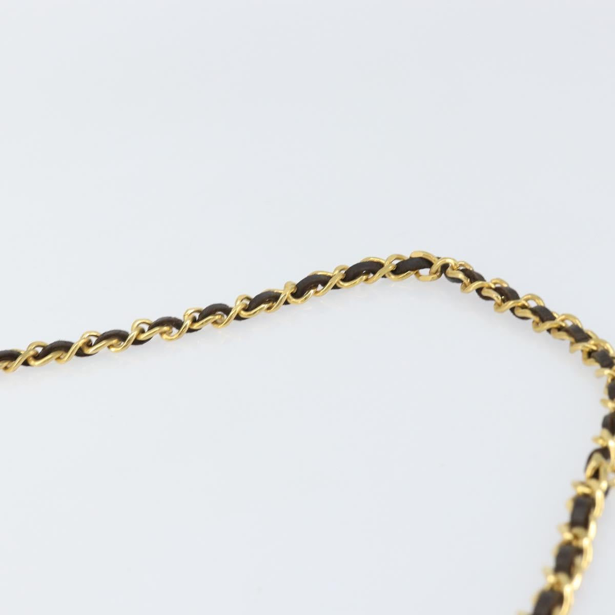 CHANEL Matelasse Chain Shoulder Bag cotton Brown Gold CC Auth bs32358