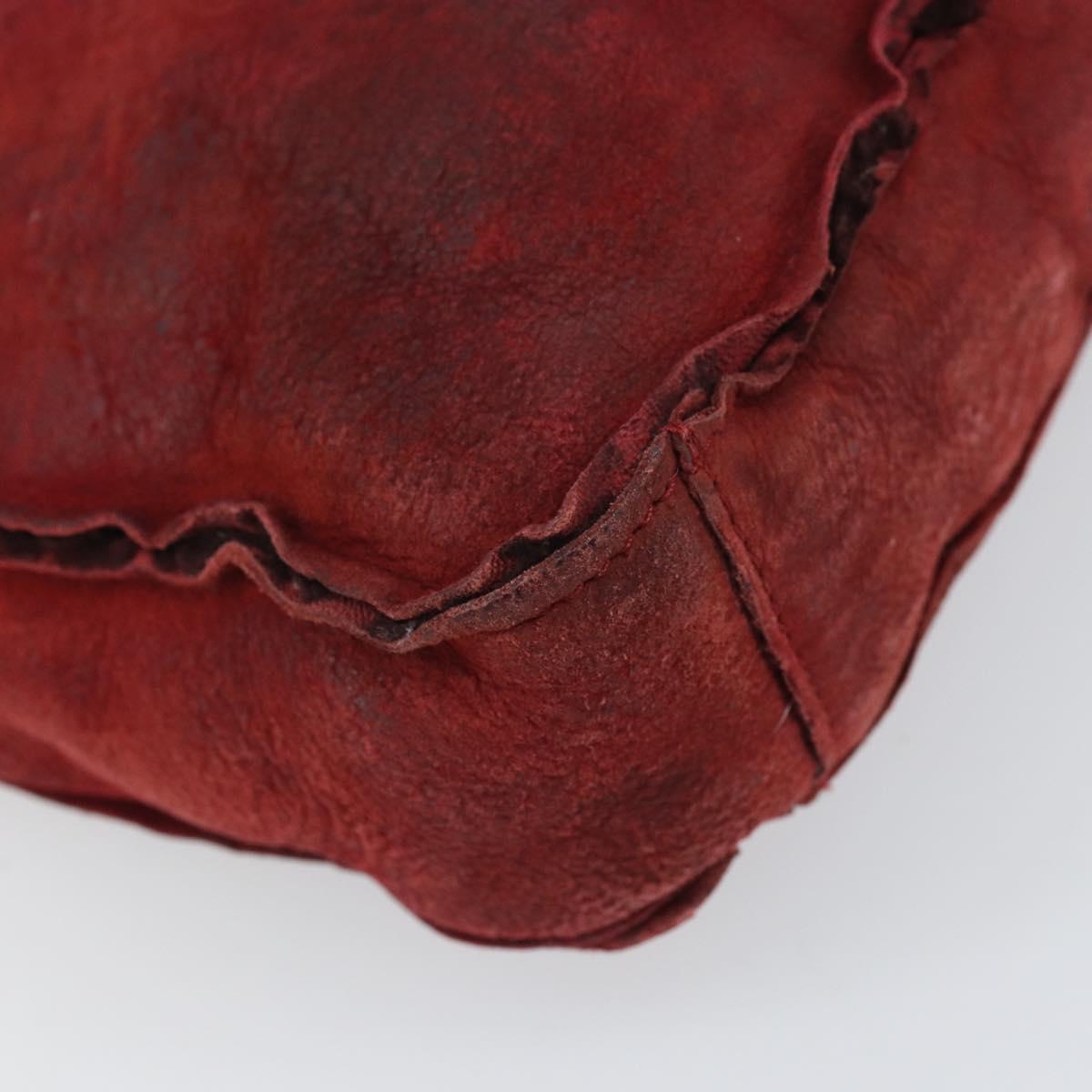 CHANEL Hand Bag Suede Red CC Auth bs32360
