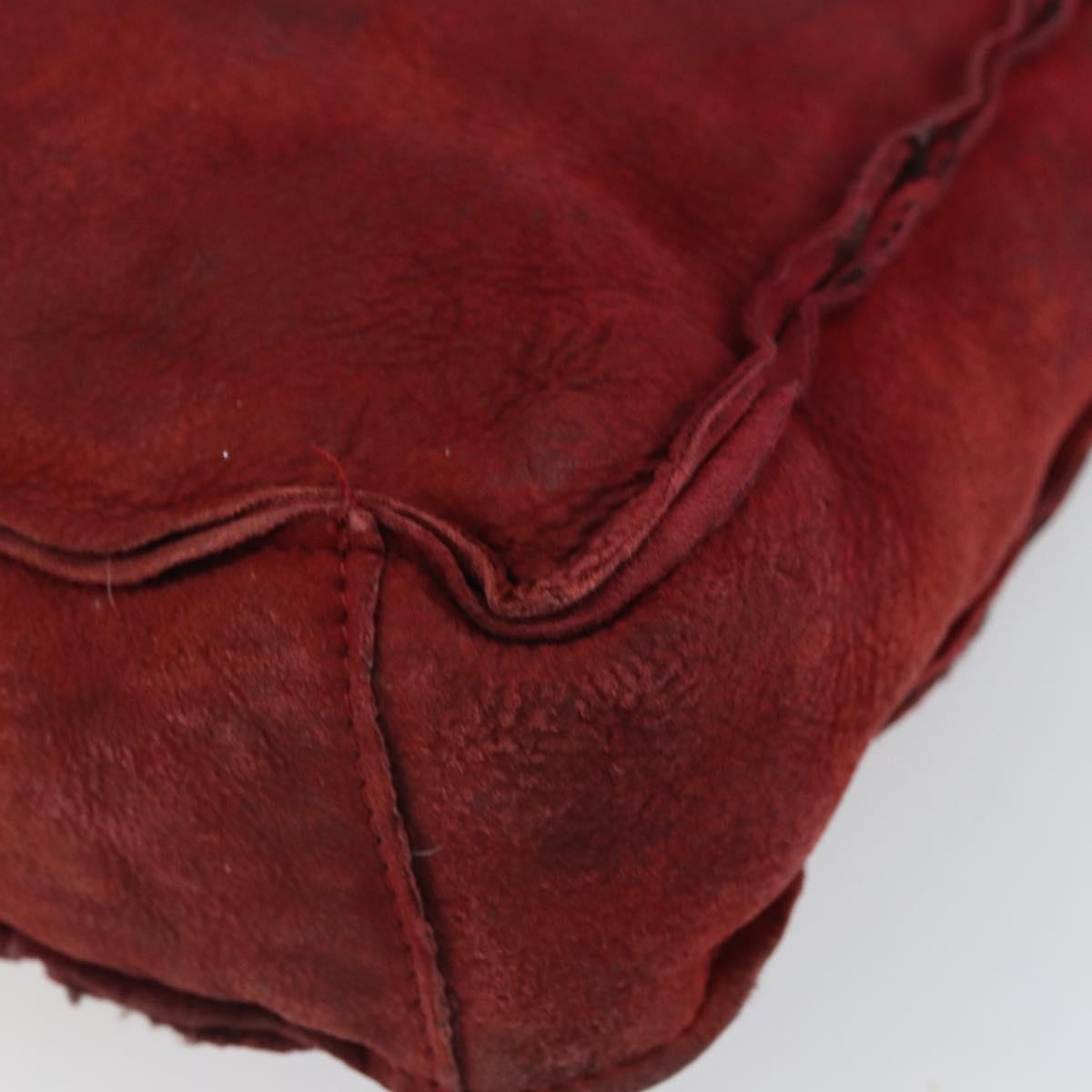 CHANEL Hand Bag Suede Red CC Auth bs32360
