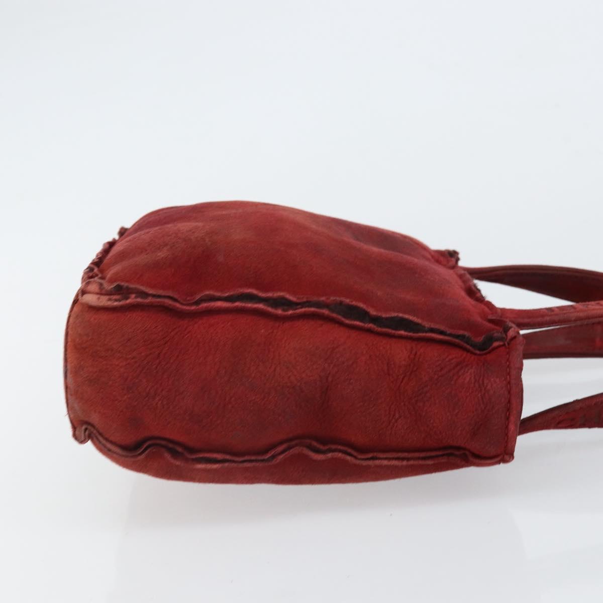 CHANEL Hand Bag Suede Red CC Auth bs32360