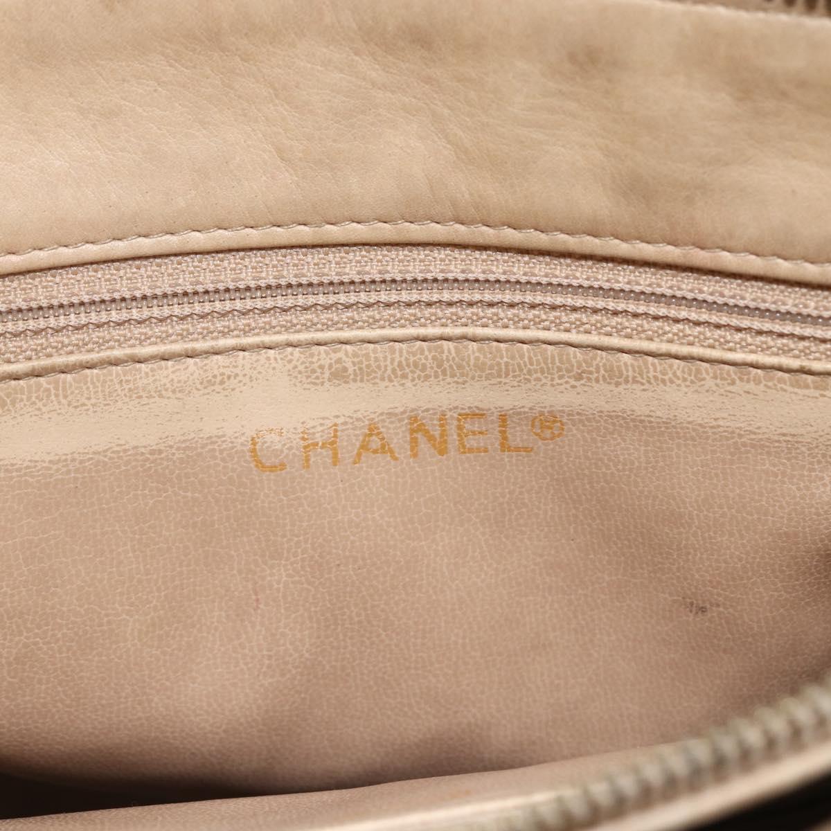 CHANEL Chain Matelasse Tote Bag Lamb Skin Beige Gold CC Auth bs32364